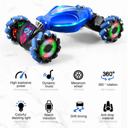 🏎️ Gesture & Remote Dual Control 360° Stunt Drift RC Car - LED & Music Toy