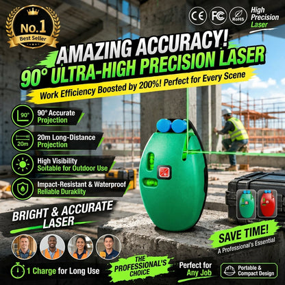 ✅50% off Bright infrared laser, accurate 90° right angle, pocket-sized leveling tool!