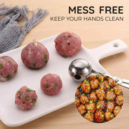 Stainless Steel Meatball Maker – 304 Food-Grade Steel, Non-Stick Smooth Surface & One-Press Design – Perfect Meatballs in Seconds ✨