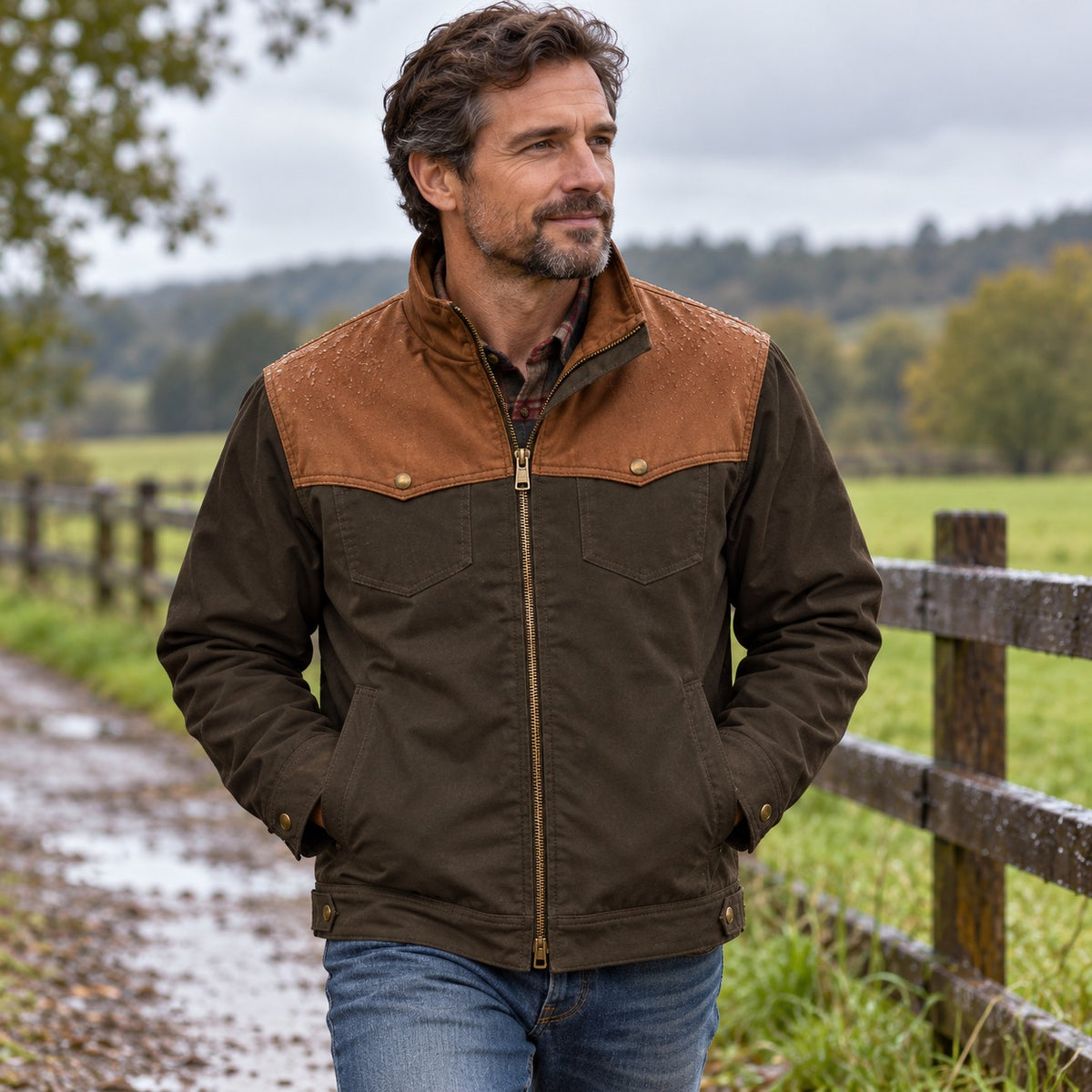 Men's Quilted Canvas Western Coat
