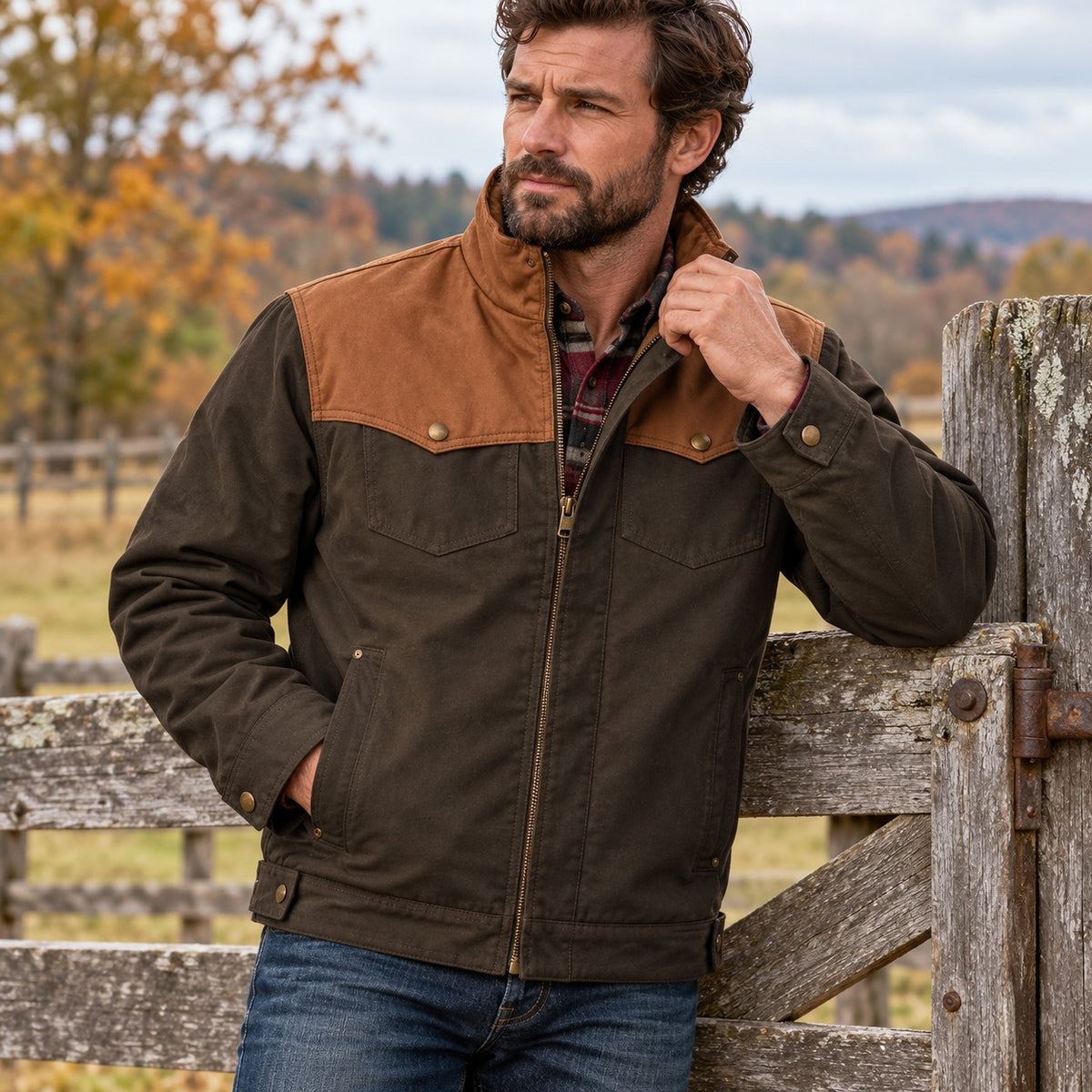 Men's Quilted Canvas Western Coat