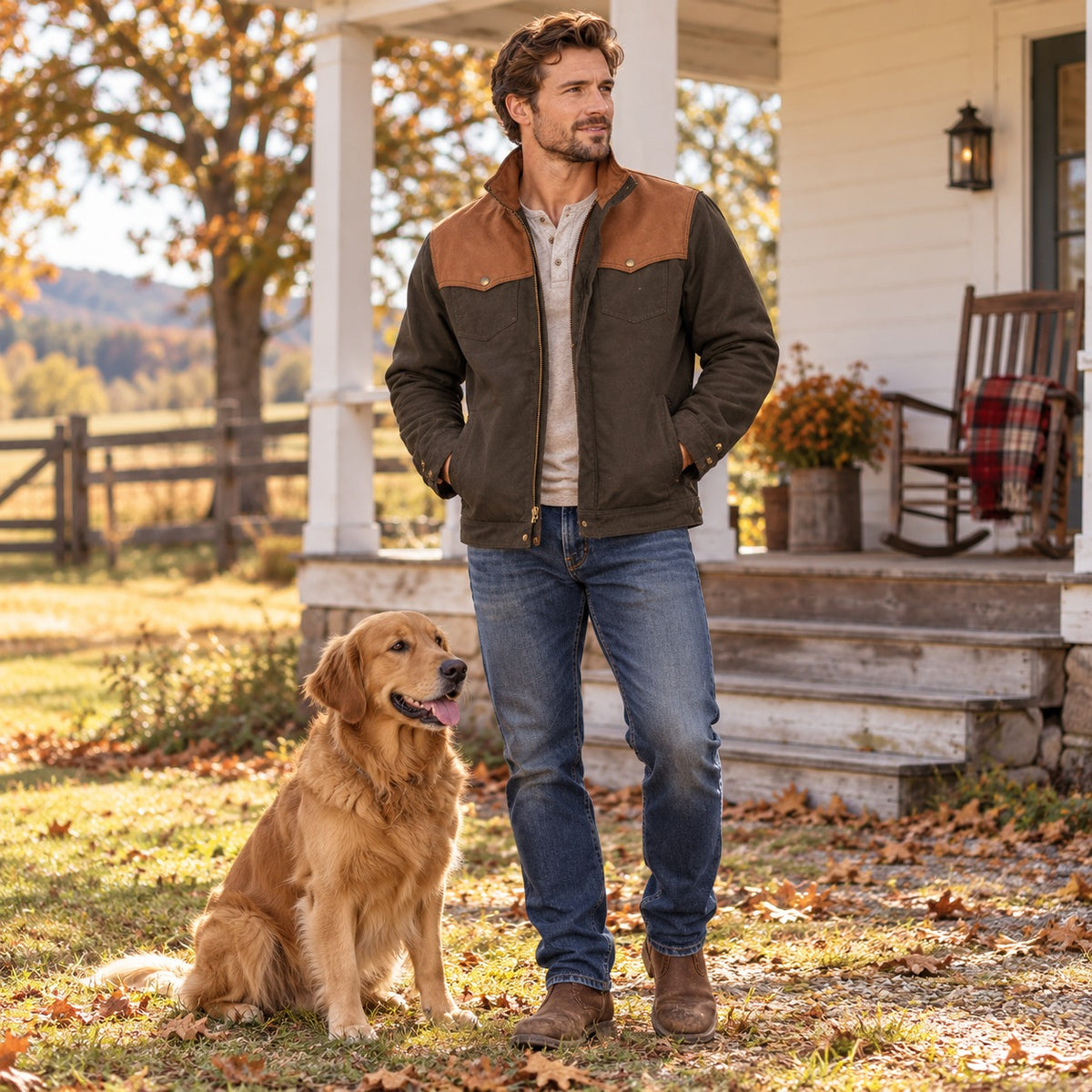 Men's Quilted Canvas Western Coat
