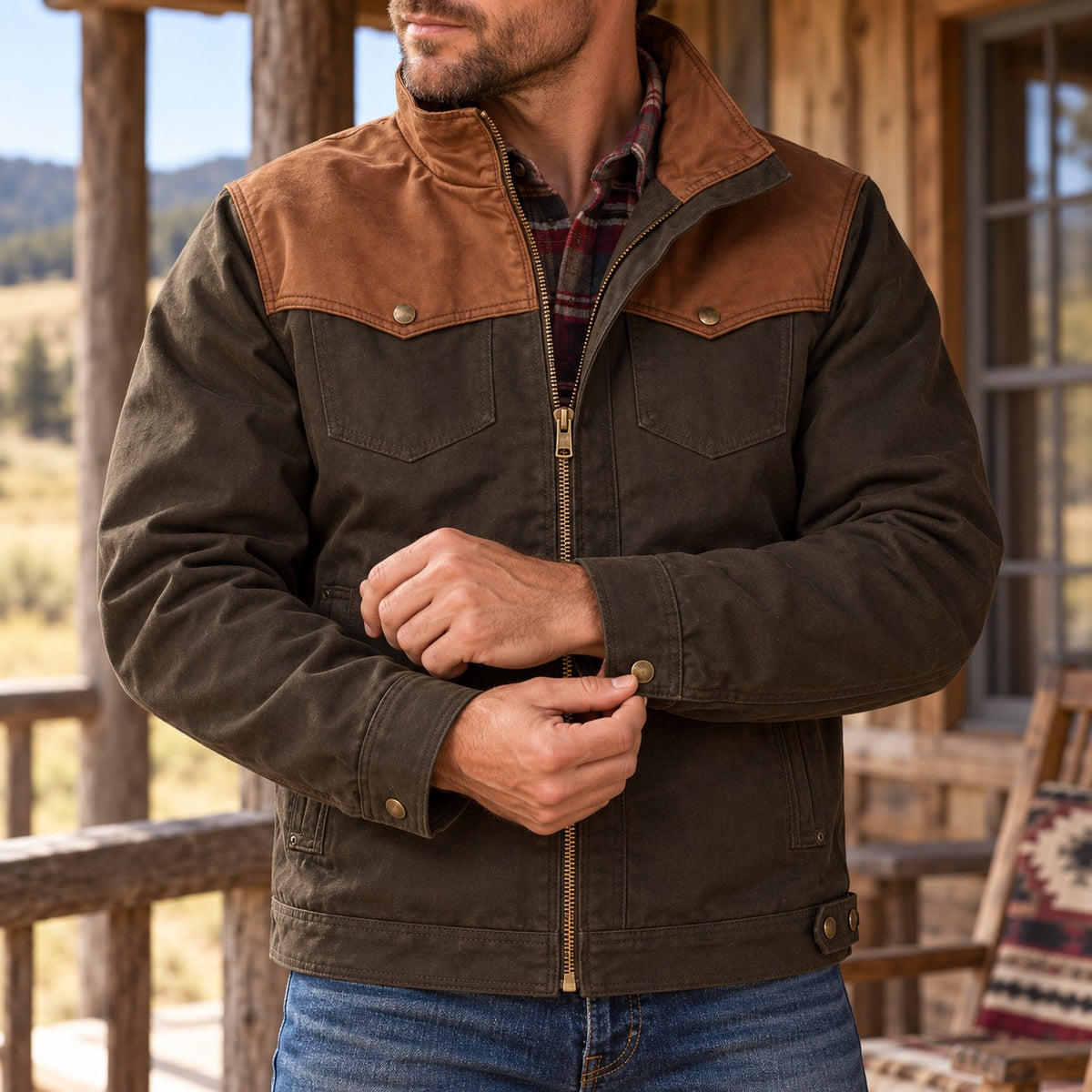 Men's Quilted Canvas Western Coat