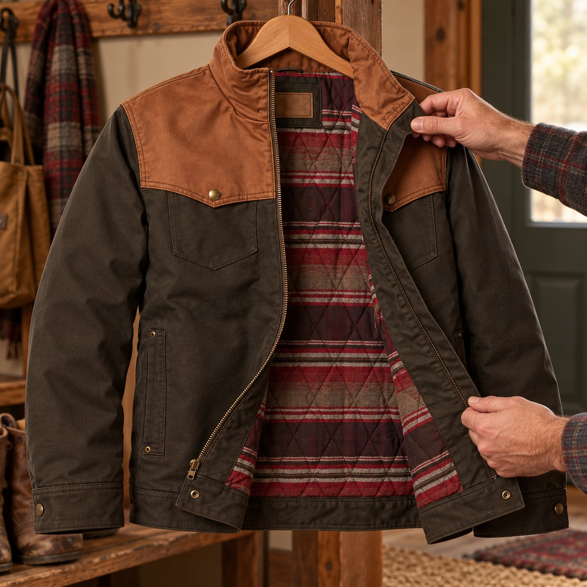 Men's Quilted Canvas Western Coat