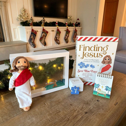 ✝️ Finding Jesus – 24-Day Christmas Countdown | Plush Doll, Scripture & Puzzle Set 🎄
