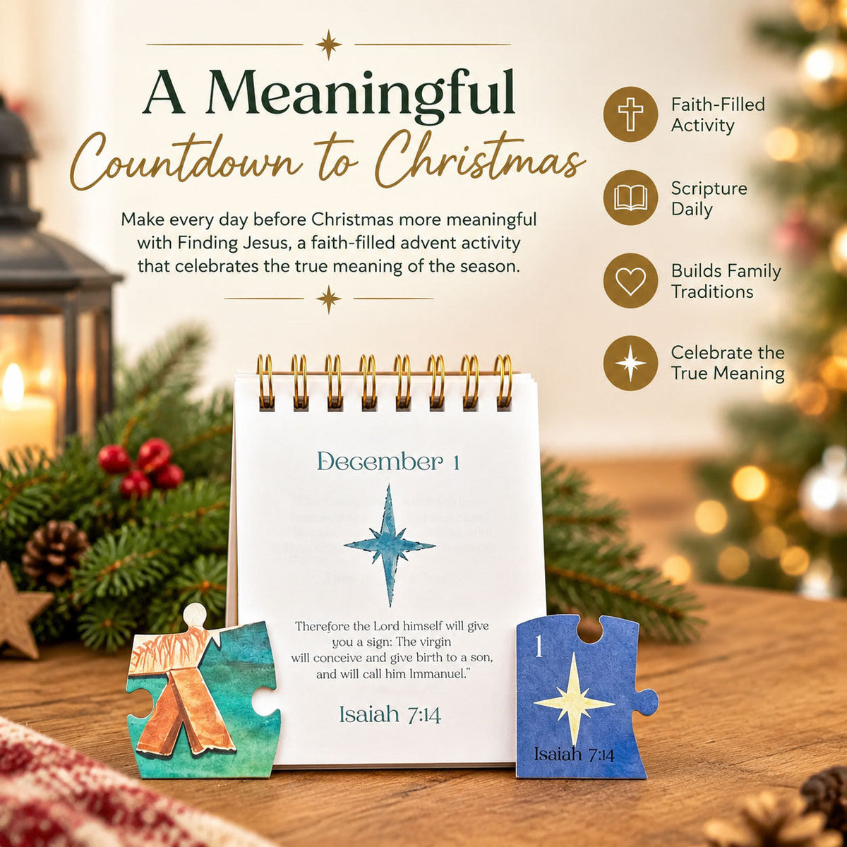 ✝️ Finding Jesus – 24-Day Christmas Countdown | Plush Doll, Scripture & Puzzle Set 🎄