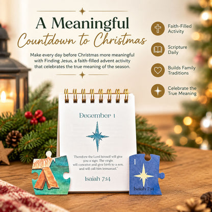 ✝️ Finding Jesus – 24-Day Christmas Countdown | Plush Doll, Scripture & Puzzle Set 🎄